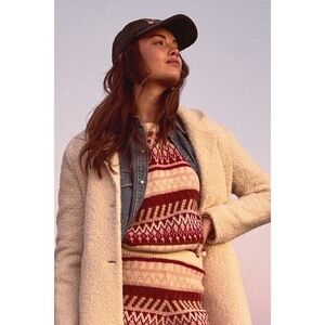 Lulus Toasty Moment Cream Multi Fair Isle Knit Sweater Red - Size S